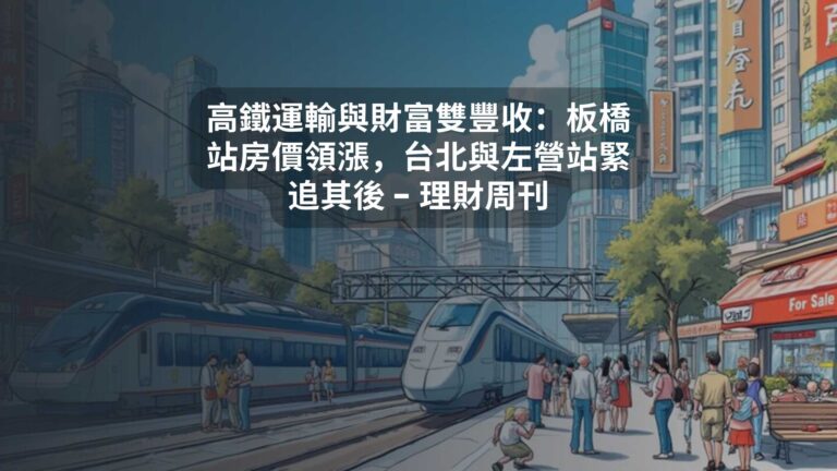 高鐵運輸與財富雙豐收：板橋站房價領漲，台北與左營站緊追其後 – 理財周刊