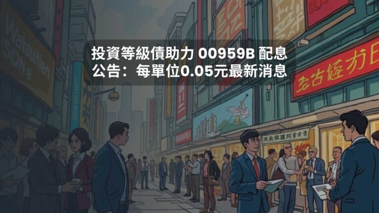 投資等級債助力 00959B 配息公告：每單位0.05元最新消息
